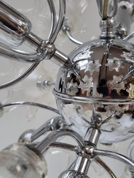 Venini Murano Sputnik glass flower Chandelier Veart Kroonluchter mid-century chroom bloemen Italy vintage 1960s-00003